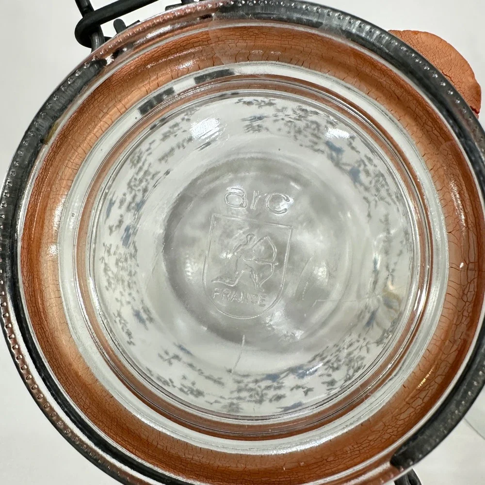 ARC France Glass Canister Heartland Farm Scene Set 2 3/4L Clear Clamp Lid Jar